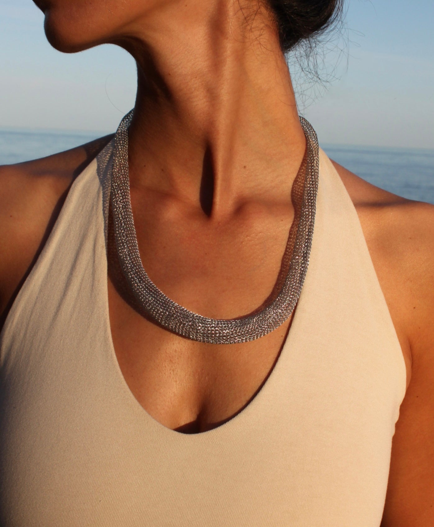 Moon halo necklace Silver