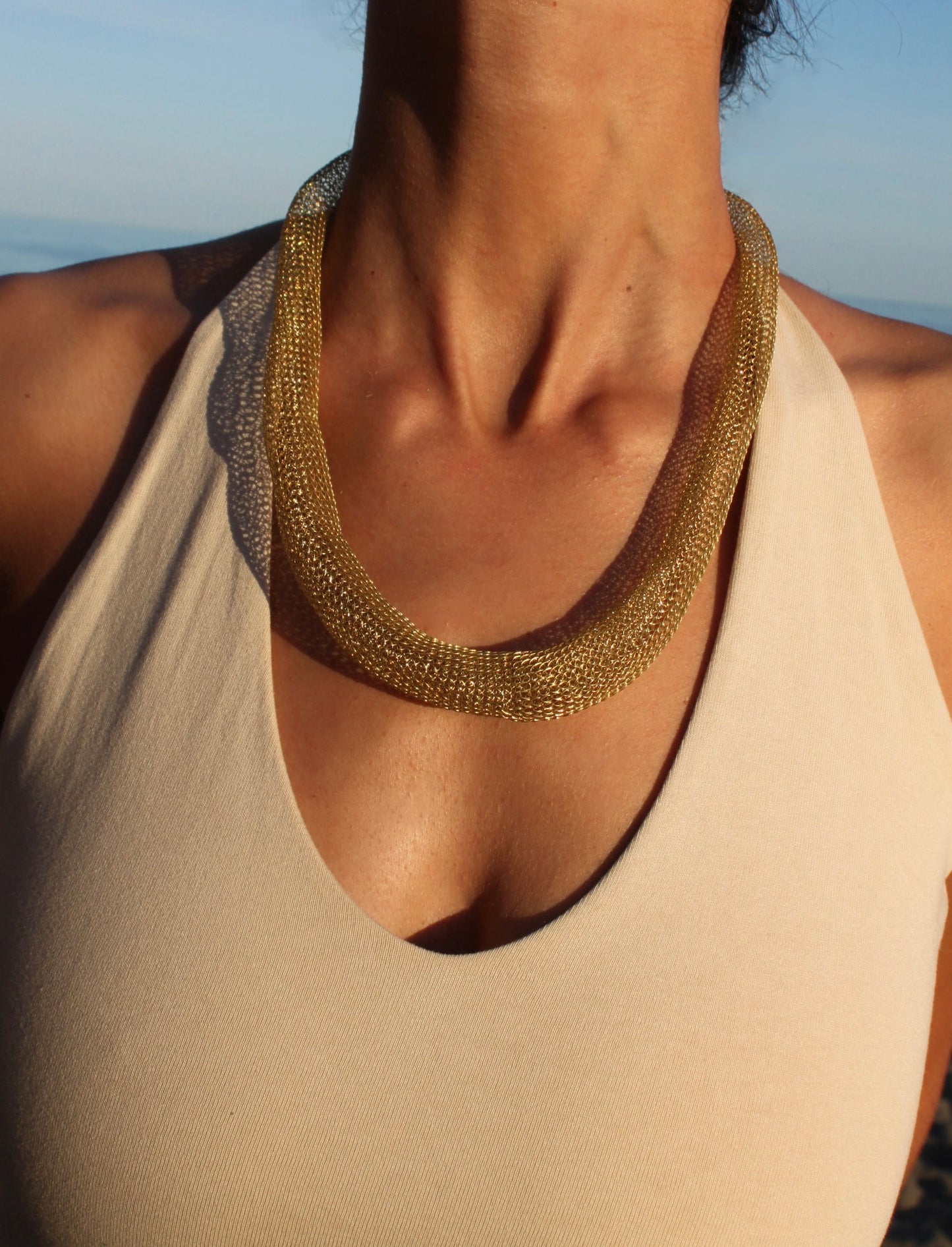 Moon halo necklace Gold